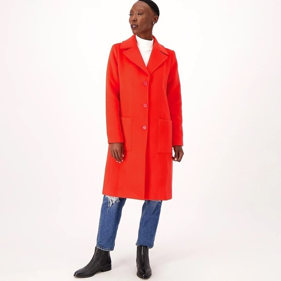 Candace Cameron Bure Jackets & Blazers - Candace Cameron Bure Petite Button- Front Tailored Coat in Cherry XSmall 2-4‌